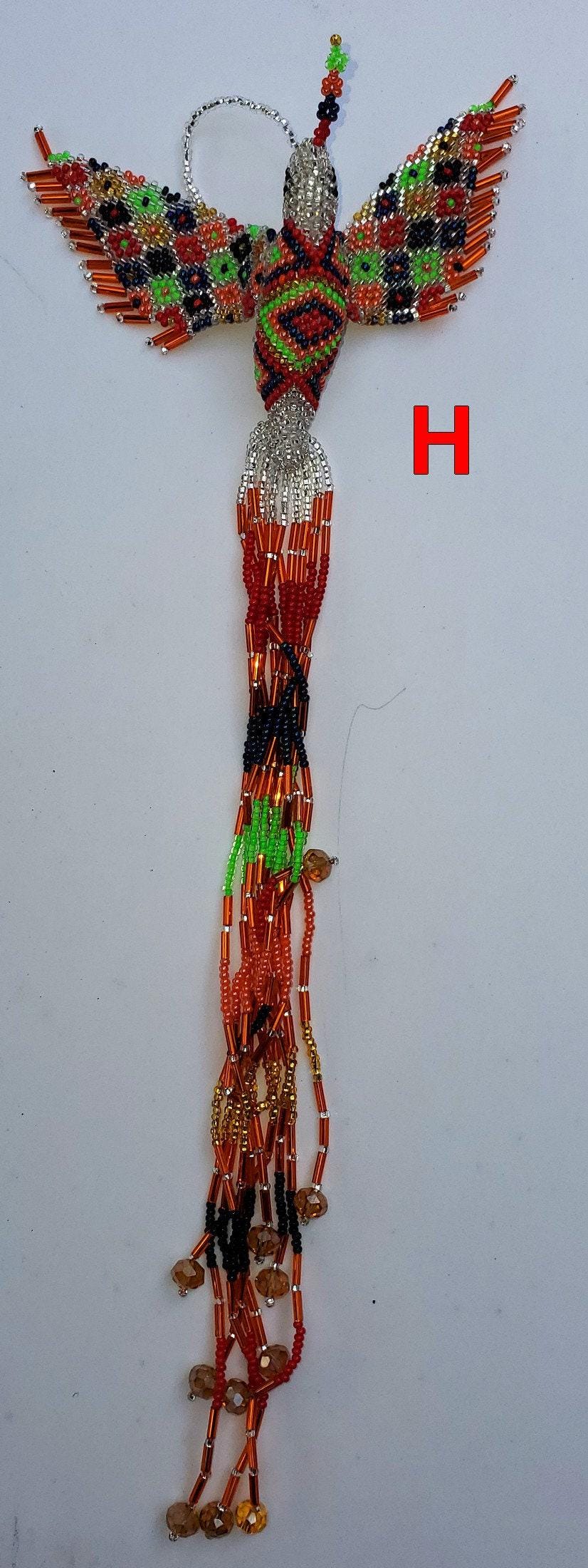 BEADED HUMMINGBIRD Hanging ORNAMENT Gift For Bird Lovers - Czech Glass Seed Beads And Nylon Thread
