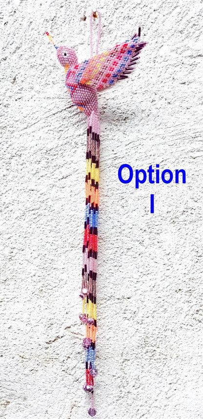 BEADED HUMMINGBIRD Hanging ORNAMENT Gift For Bird Lovers - Czech Glass Seed Beads And Nylon Thread