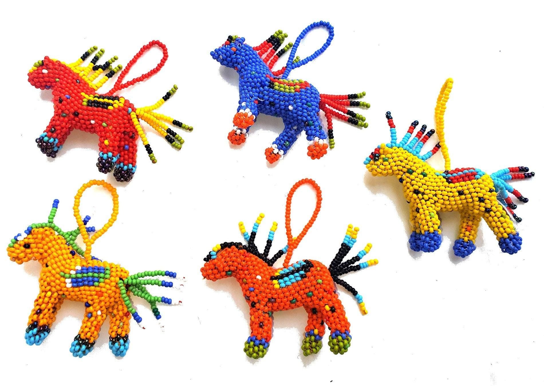 Horse Ornament, Beaded Horse, Mini Glass Ornaments,