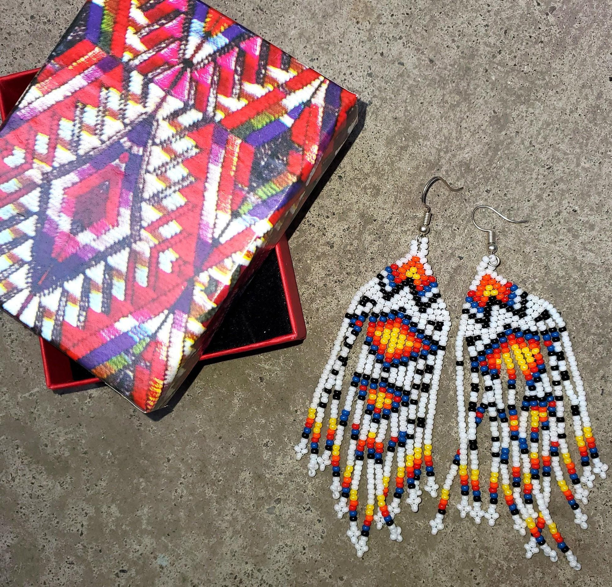 Guatemalan Handmade Colorful CONFETTI Seed BEAD EARRINGS