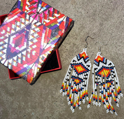 Guatemalan Handmade Colorful CONFETTI Seed BEAD EARRINGS