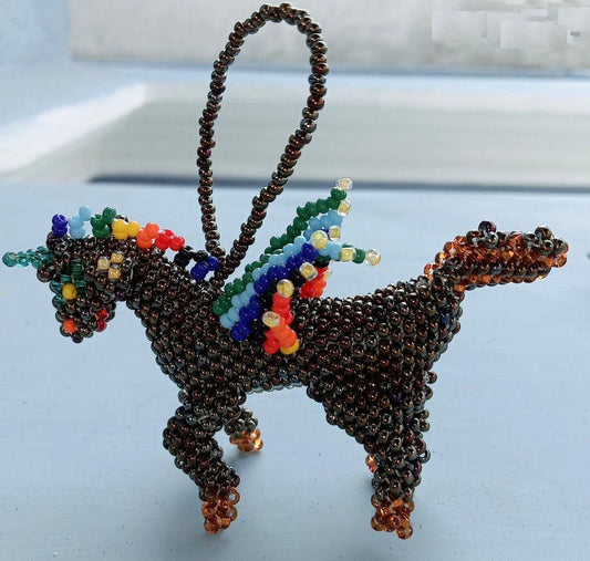 Unicorn Ornament, Beaded Unicorn, Mini Glass Ornaments,