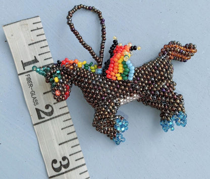 BEADED UNICORN Hanging ORNAMENT Gift For Animal Lovers - Czech Glass Seed Beads And Nylon Thread