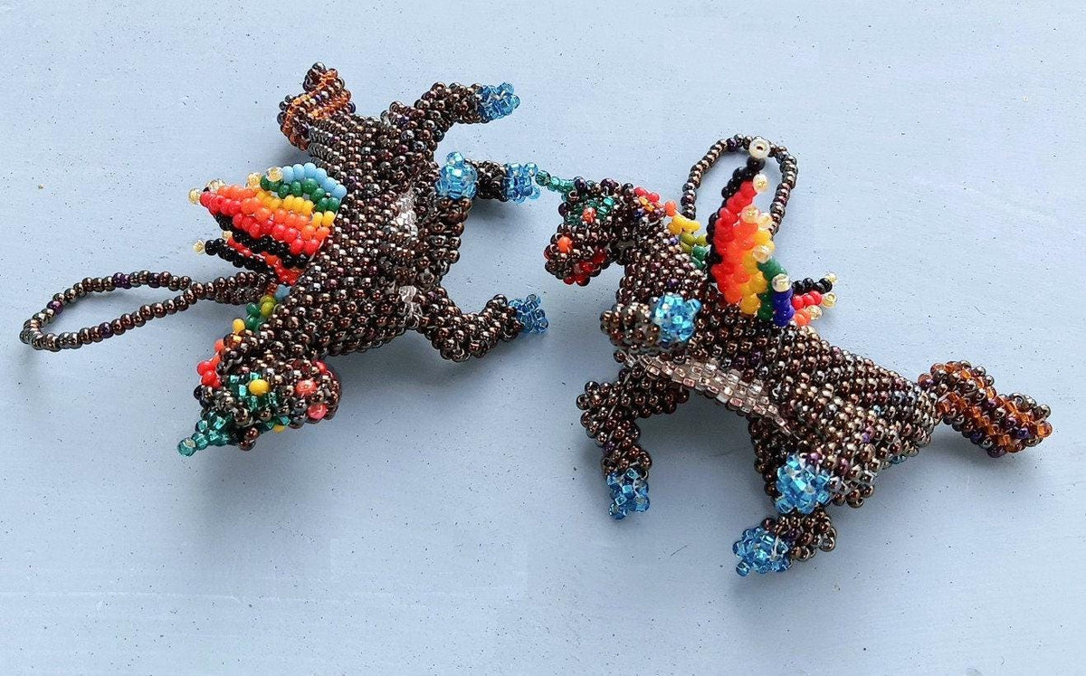 BEADED UNICORN Hanging ORNAMENT Gift For Animal Lovers - Czech Glass Seed Beads And Nylon Thread