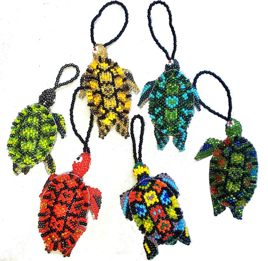 BEADED TURTLE Hanging ORNAMENT Gift For Bird Lovers - Czech Glass Seed Beads And Nylon Thread