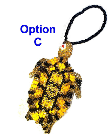 BEADED TURTLE Hanging ORNAMENT Gift For Bird Lovers - Czech Glass Seed Beads And Nylon Thread