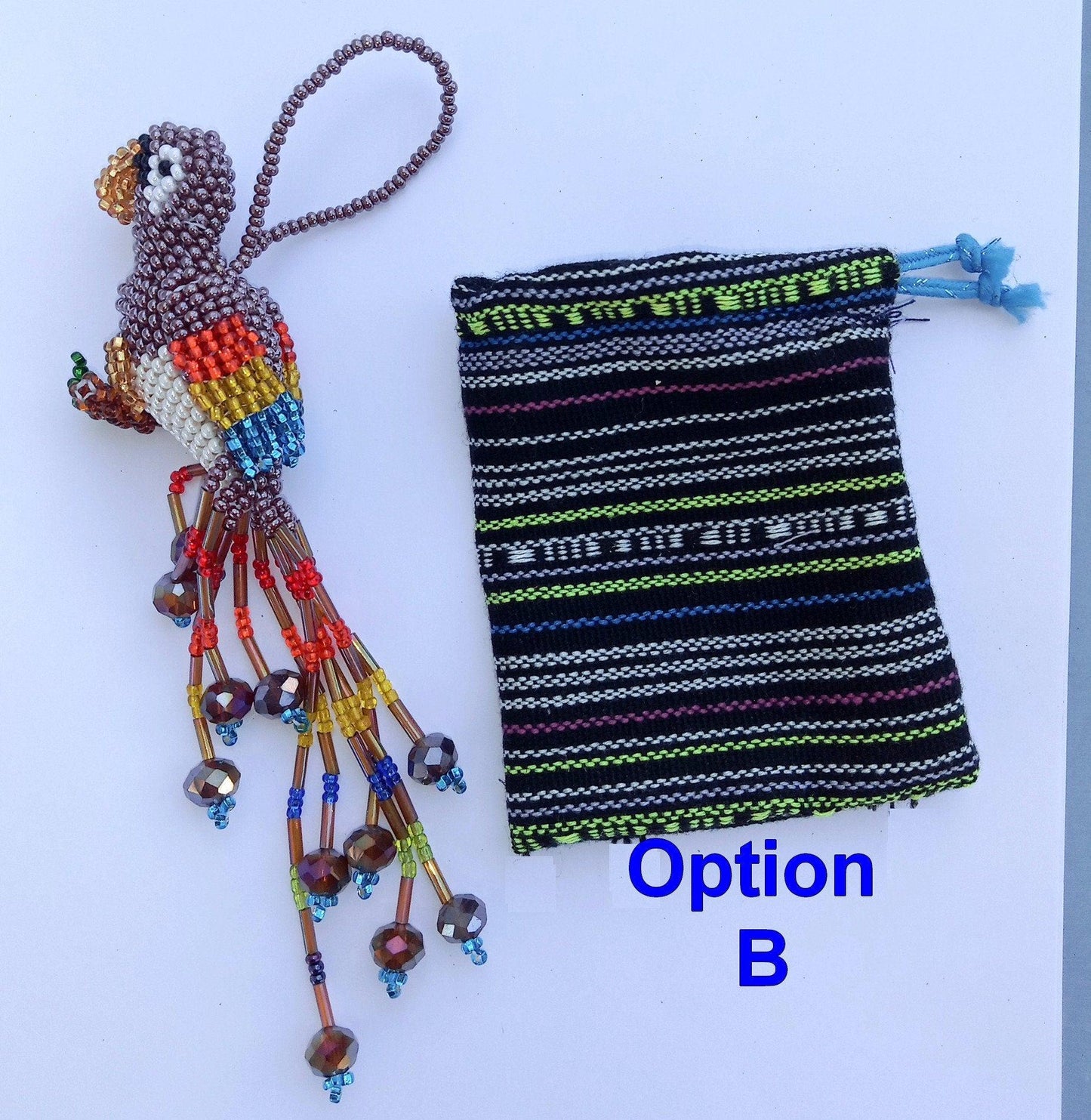 BEADED PARROT Hanging ORNAMENT Gift For Bird Lovers - Czech Glass Seed Beads And Nylon Thread