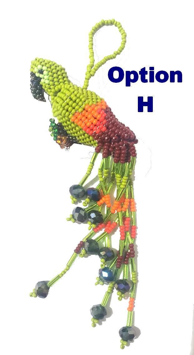 BEADED PARROT Hanging ORNAMENT Gift For Bird Lovers - Czech Glass Seed Beads And Nylon Thread
