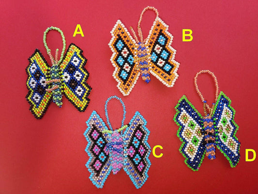 Butterfly Ornament, Beaded Butterfly, Mini Glass Ornaments,
