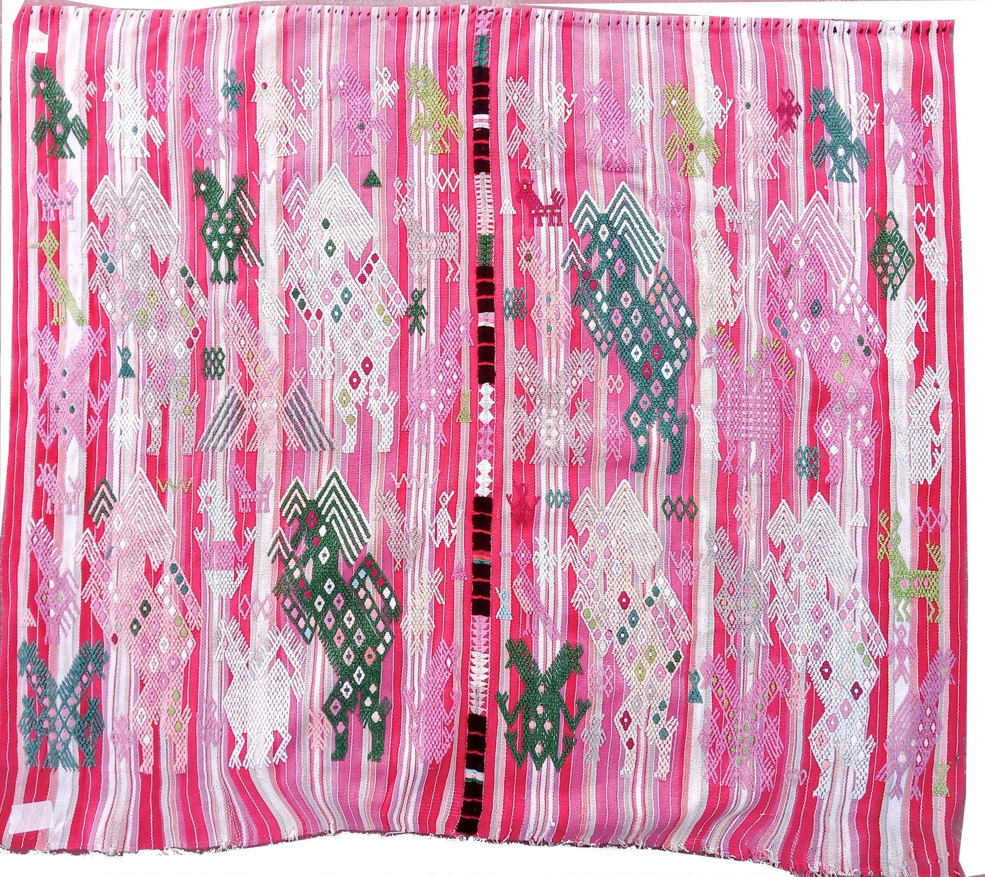Guatemalan Blankish HORSES and EAGLES TSUTE - Tablecloth - Throw