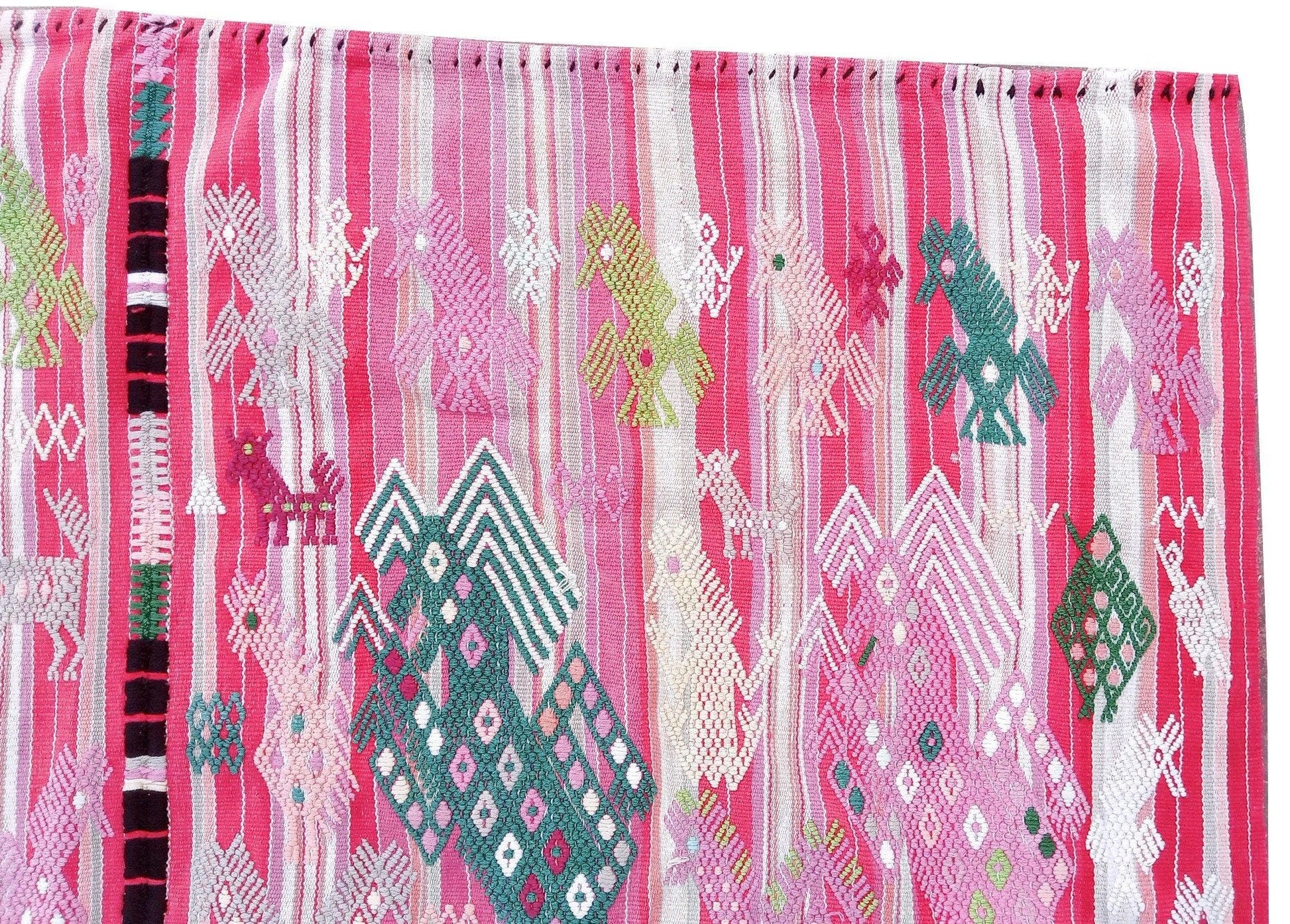 Guatemalan Blankish HORSES and EAGLES TSUTE - Tablecloth - Throw