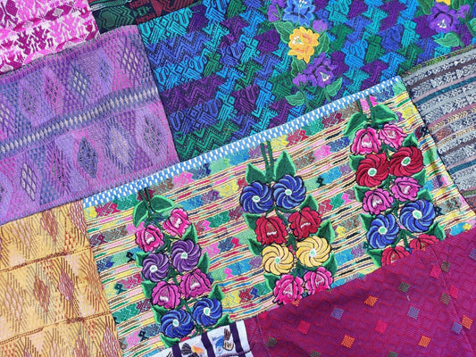 Guatemalan multicolor PATCHWORK QUILT Huipil throw