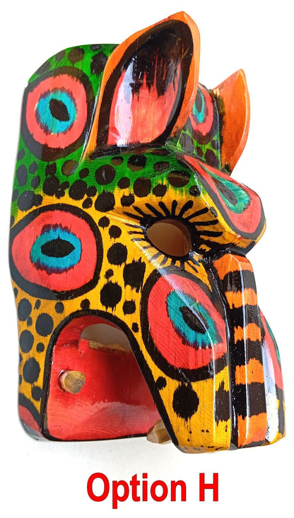 Hand-Painted Pinewood JAGUAR Carved Mask from Guatemala Made in NAHUALA