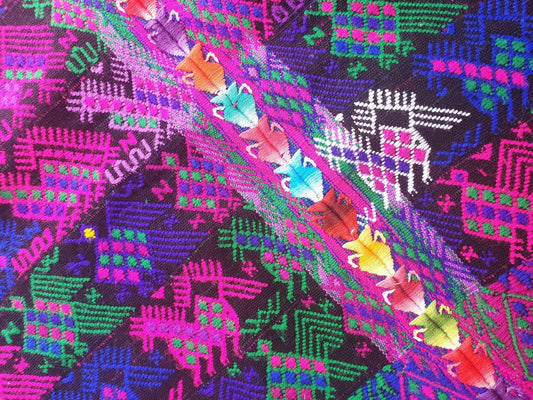 Guatemalan Purple Roosters and Horses sute - tablecloth - throw -Santo Domingo Xenacoj