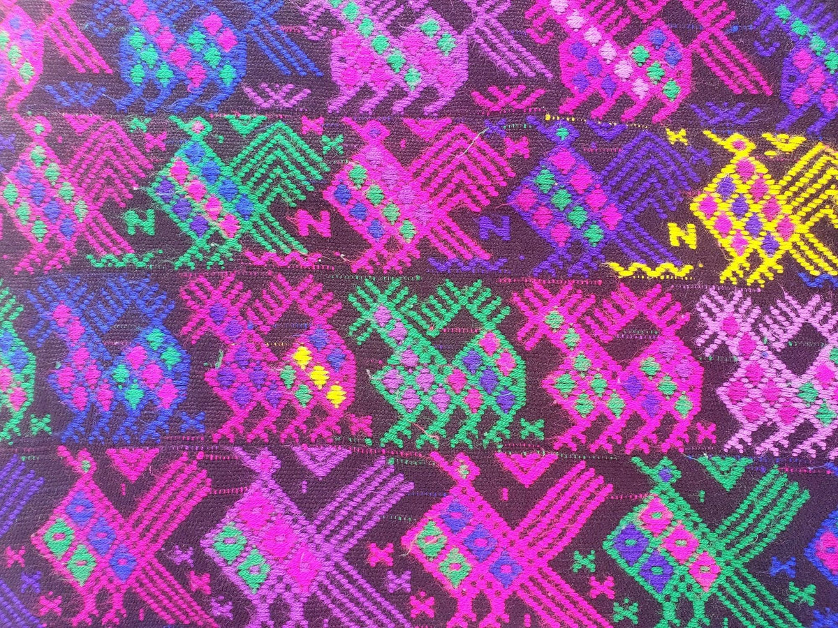 Guatemalan Purple Roosters and Horses sute - tablecloth - throw -Santo Domingo Xenacoj