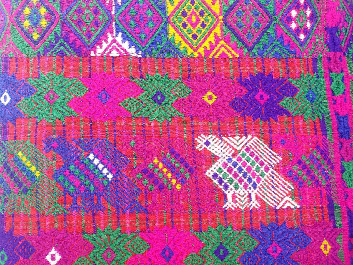 Guatemalan Red Roosters TSUTE - TABLECLOTH - throw -Santo Domingo XENACOJ