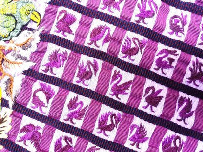 Vintage handmade embroidered Santiago ATITLAN huipil cotton wall decor tapestry -PARROT family-