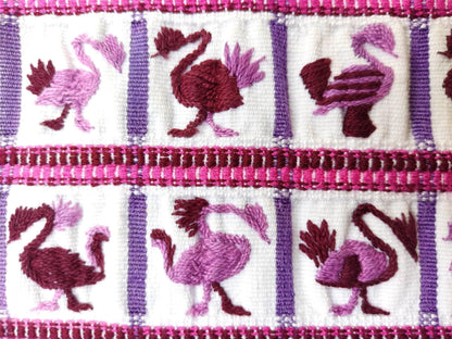 Vintage handmade embroidered Santiago Atitlan huipil cotton wall decor tapestry -Parrot family-