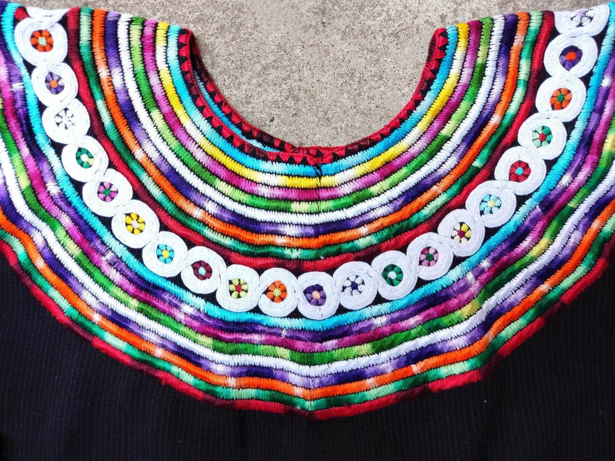 Vintage black unique Guatemala handmade weaved -Joyabaj huipil