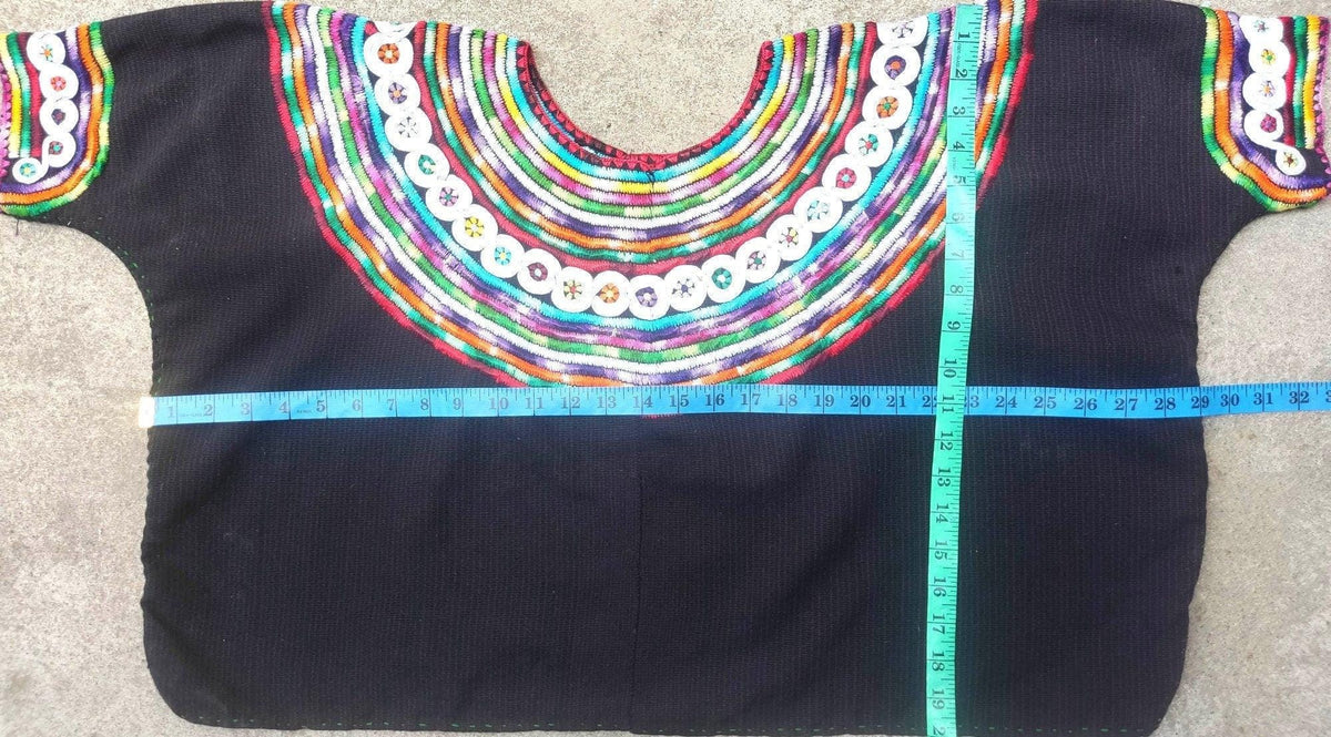 Vintage black unique Guatemala handmade weaved -Joyabaj huipil