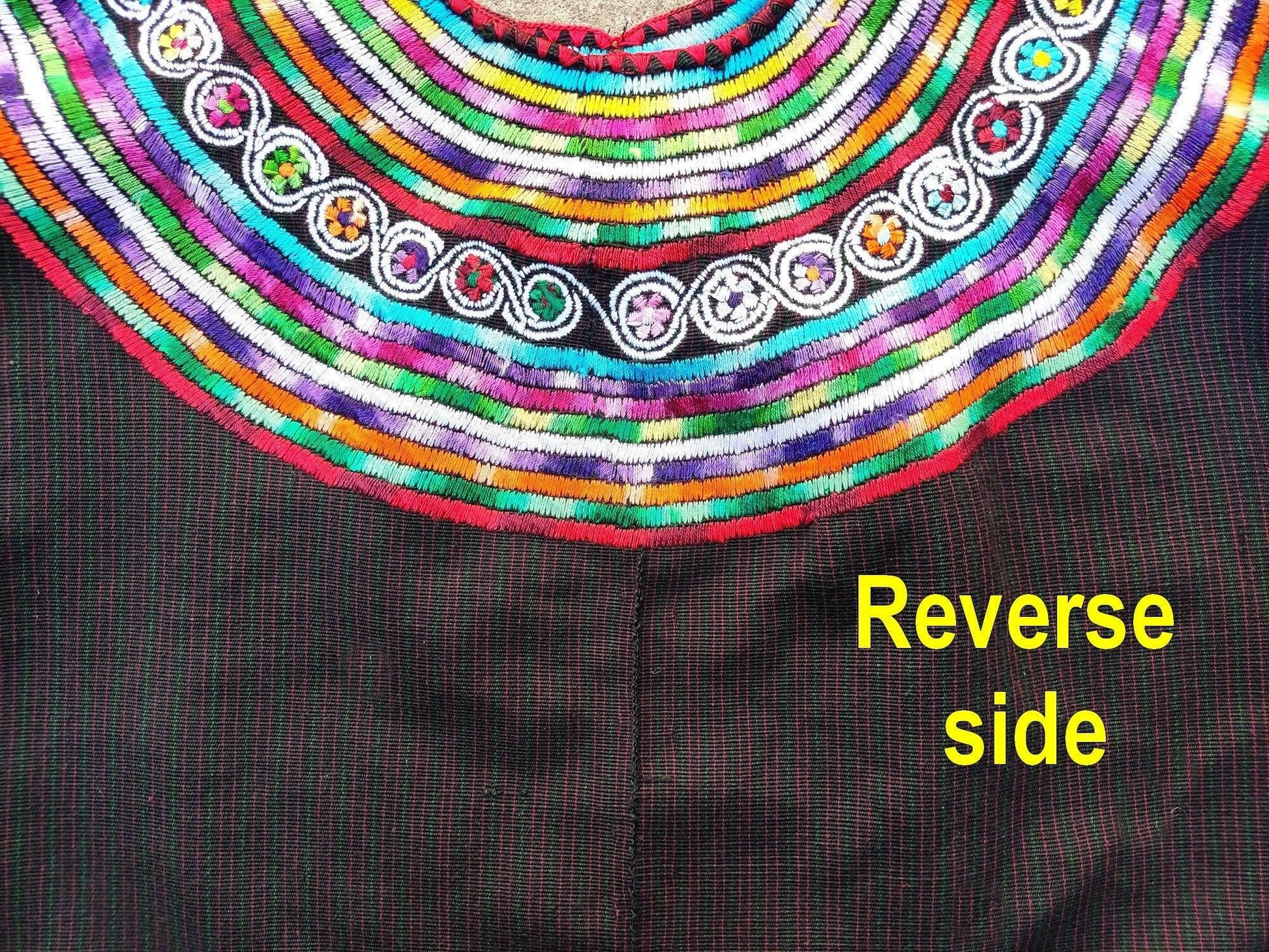 Vintage black unique Guatemala handmade weaved -Joyabaj huipil