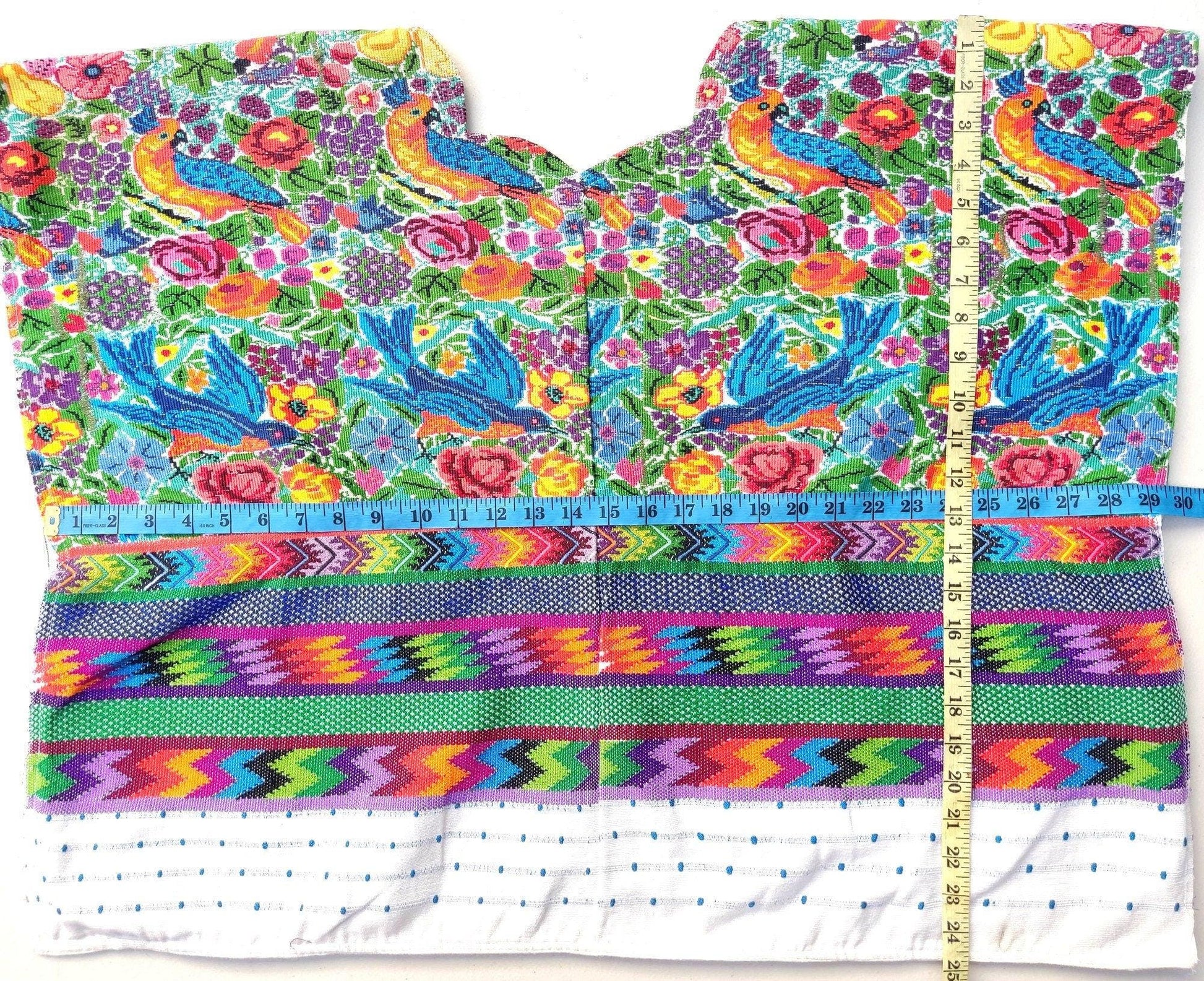 HUIPIL WEAVED Cotton Colorful Table RUNNER - Peacocks, Doves And a Plenty Of Flowers Guatemala Runner
