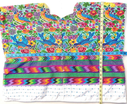 HUIPIL WEAVED Cotton Colorful Table RUNNER - Peacocks, Doves And a Plenty Of Flowers Guatemala Runner
