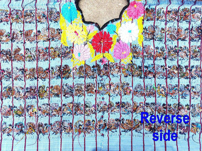 Vintage Santiago Atitlan Huipil Embroidery ROOSTERS PEACOCK Cotton TAPESTRY And Blouse - Home Wall Decor Floral Wall Hanging Blouse 206