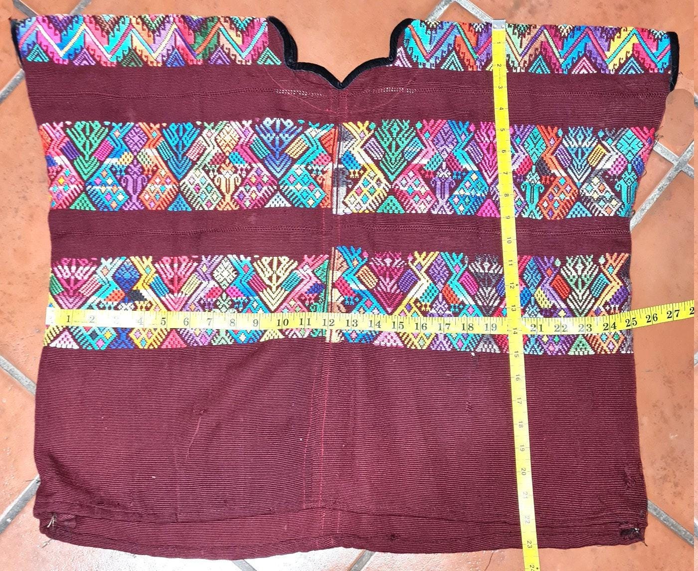 Vintage burgundy unique Guatemala handmade weaved -San Martín Chile verde- Horses motives cotton huipil