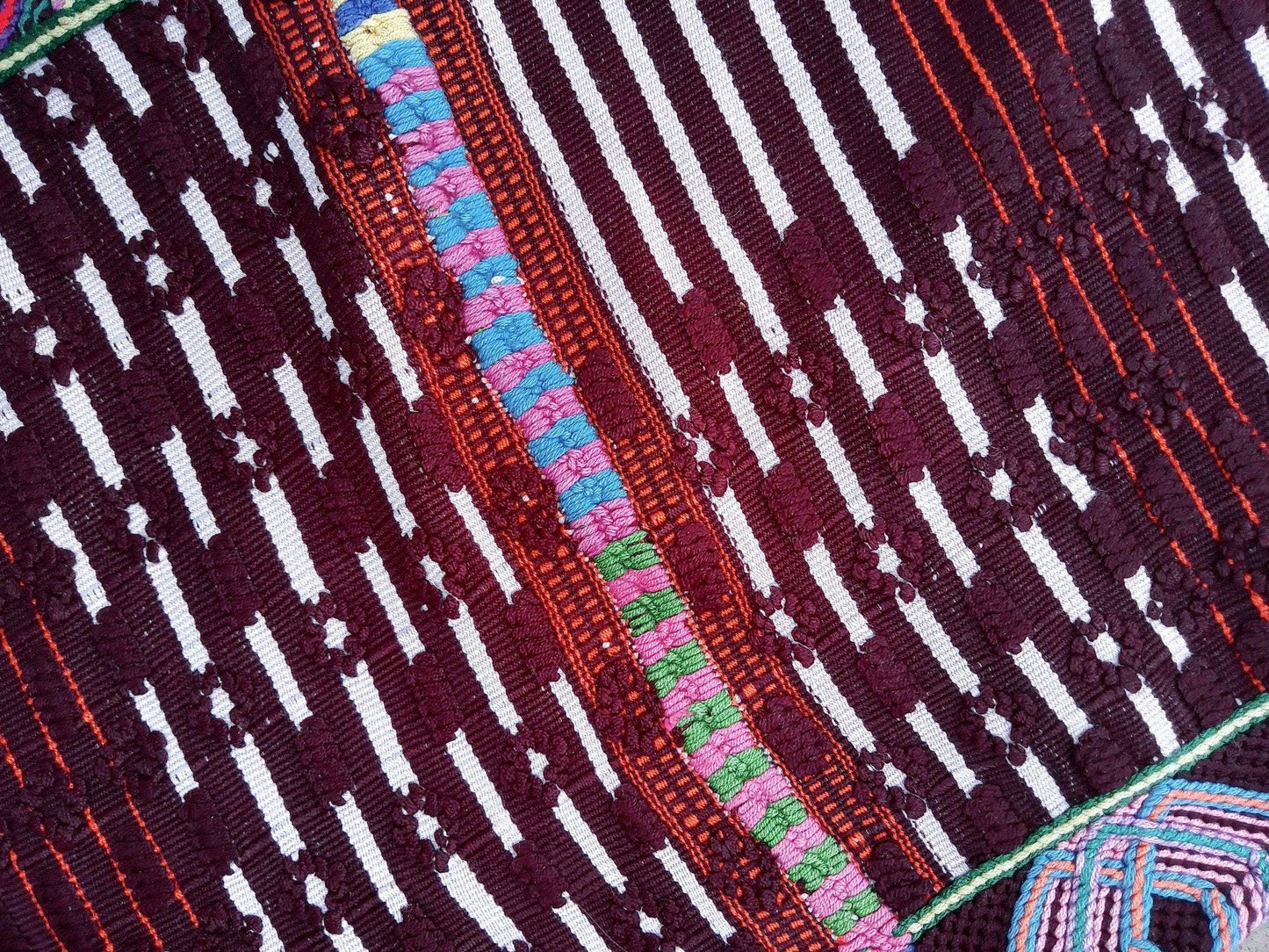 Vintage burgundy unique Guatemala handmade weaved -Colotenango huipil