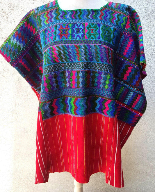 Vintage San Antonio Palopo Huipil Embroidery Geometric Pattern Cotton TAPESTRY And BLOUSE - Home Wall Decor Floral Wall Hanging Blouse