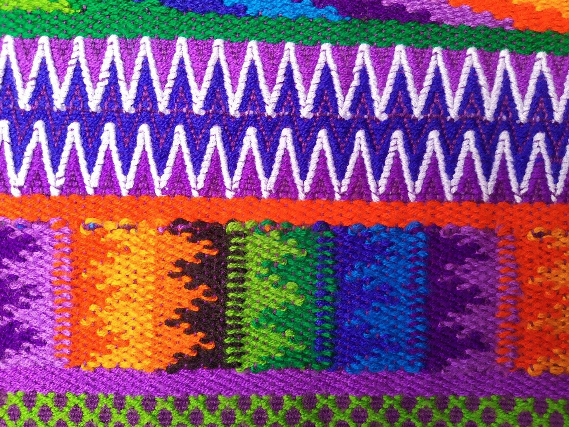 Vintage unique Guatemala handmade weaved cotton runner -Huipil from San Antonio Aguas Calientes-