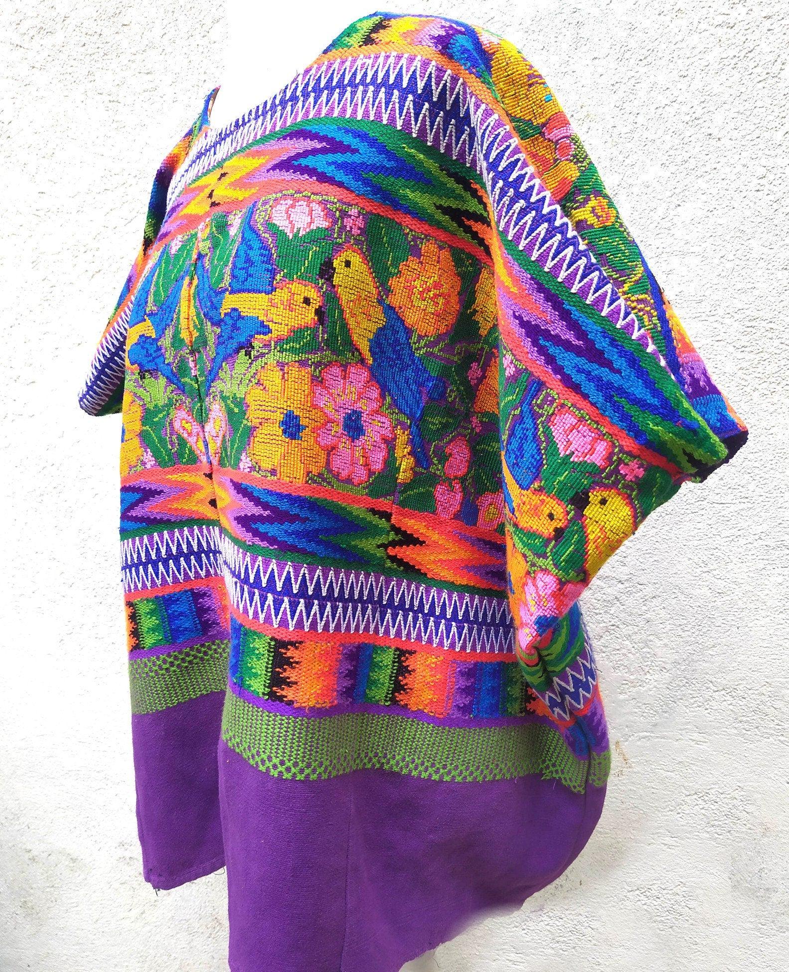 Vintage unique Guatemala handmade weaved cotton runner -Huipil from San Antonio Aguas Calientes-