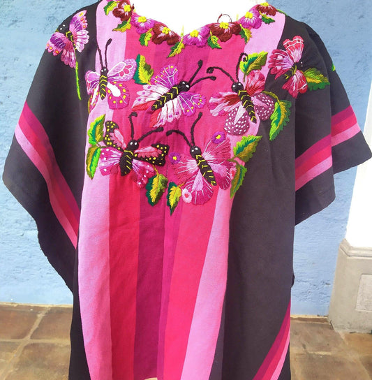 Vintage Santiago Atitlan Huipil Embroidery BIRDS Cotton TAPESTRY And BLOUSE - Home Wall Decor Floral Wall Hanging Blouse