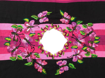 Vintage Santiago Atitlan Huipil Embroidery BIRDS Cotton TAPESTRY And BLOUSE - Home Wall Decor Floral Wall Hanging Blouse