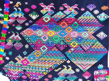 Vintage Nahuala Huipil Weaved GEOMETRIC Cotton TAPESTRY And BLOUSE - Home Wall Decor Wall Hanging Blouse -
