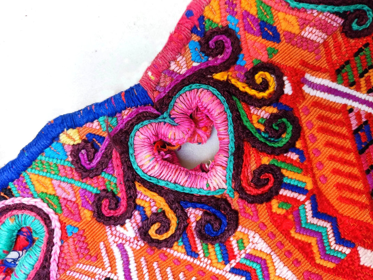 Vintage Cotton Unique RUST Handmade weaved GEOMETRIC CHICHI Huipil
