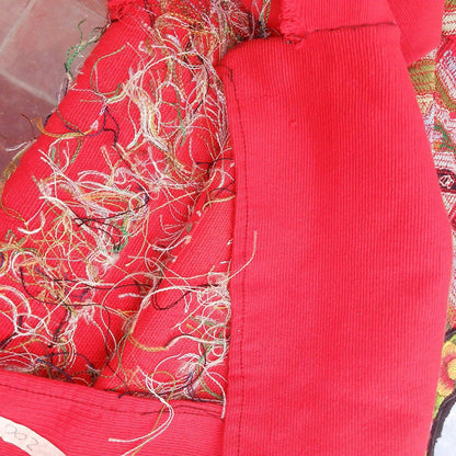 Vintage salmon unique Guatemala handmade weaved Rombus Birds motives cotton huipil -San Juan Cotzal-