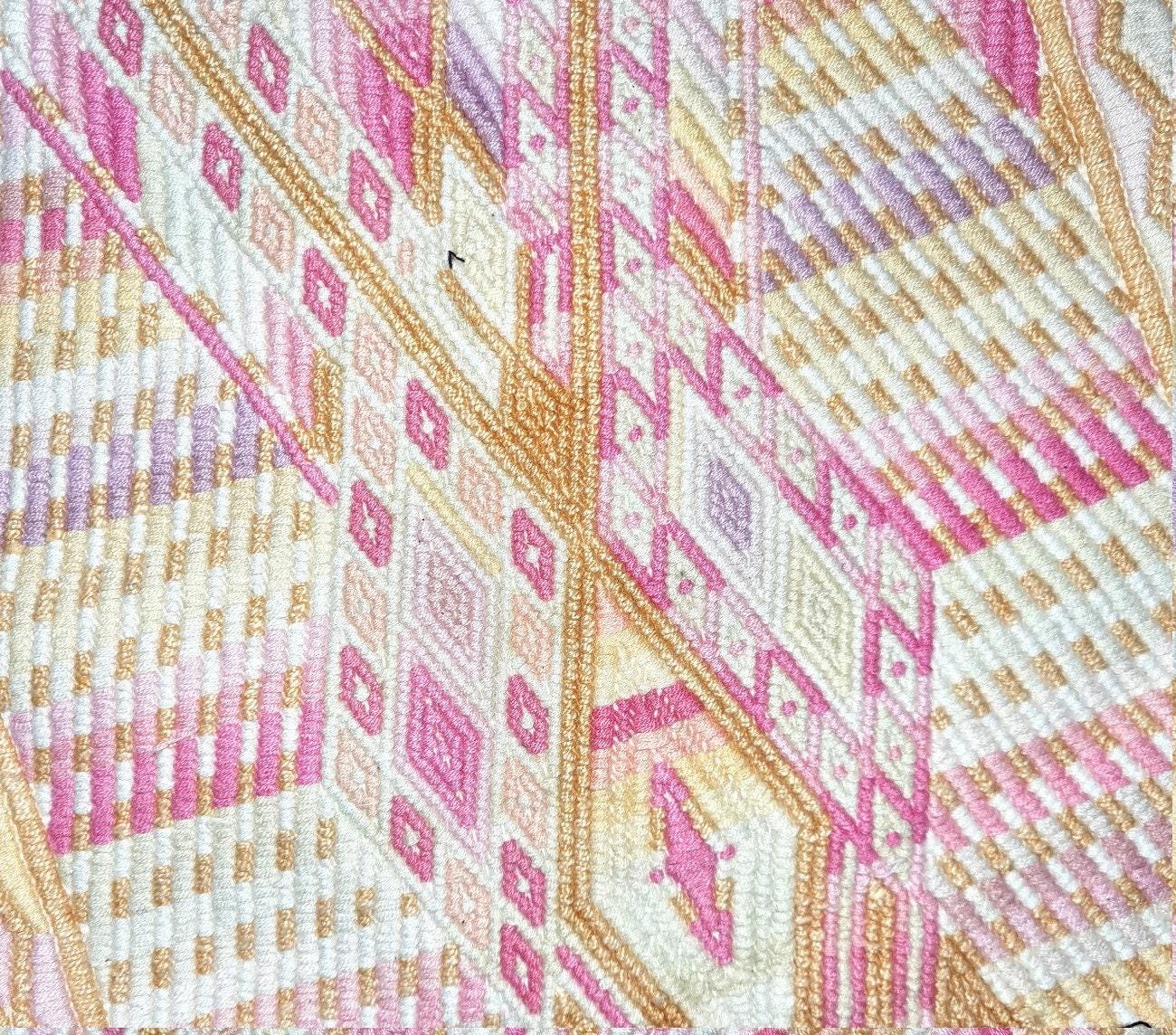 Vintage Guatemalan unique handmade Ivory weaved cotton huipil - Mayan rombus motives-