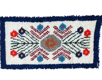 Handwoven WOOL RUG made in MOMOSTENANGO Guatemala / Flowers pattern