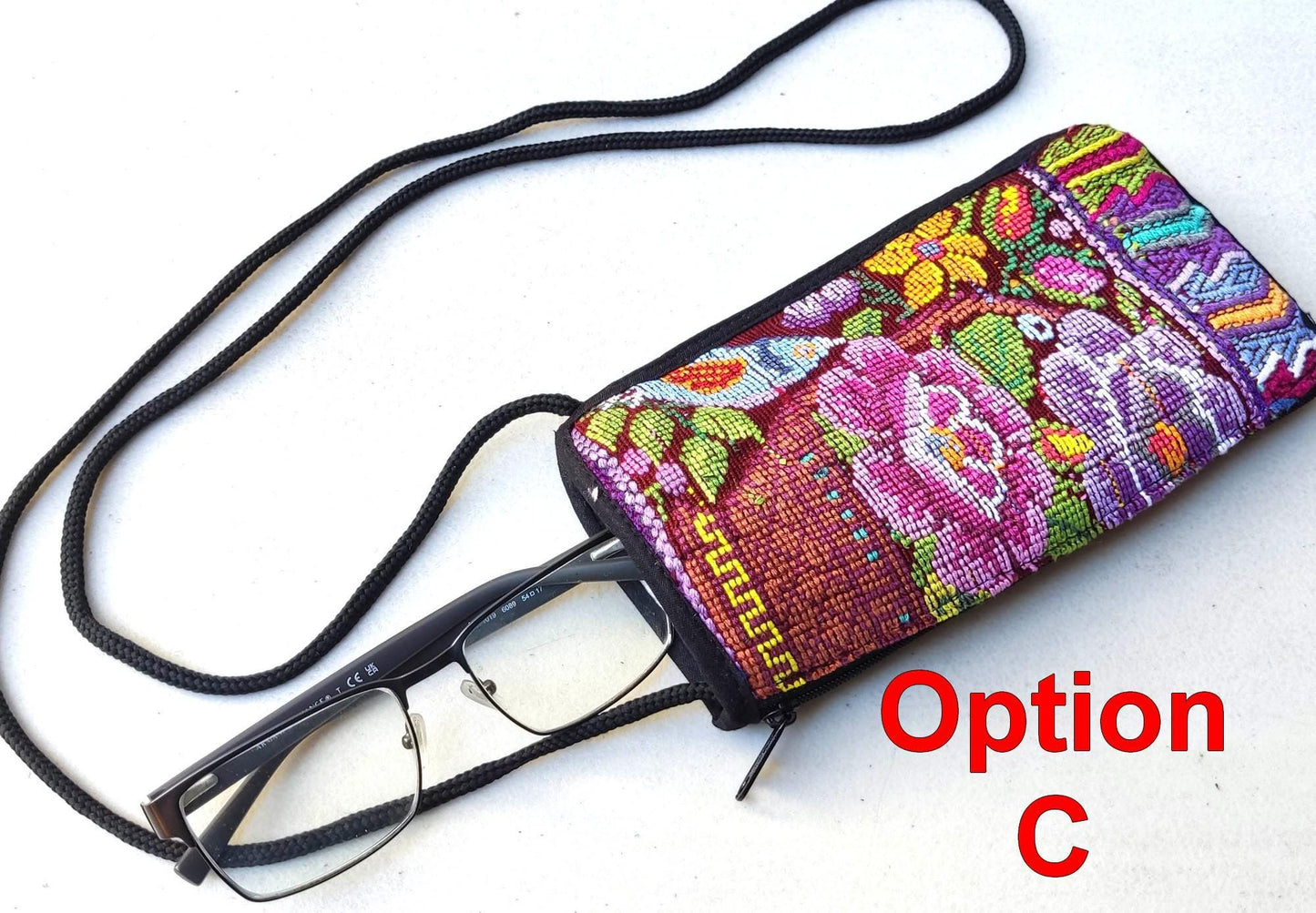 Guatemalan Upcycled hUIPIL CASE for SUNGLASSES purse