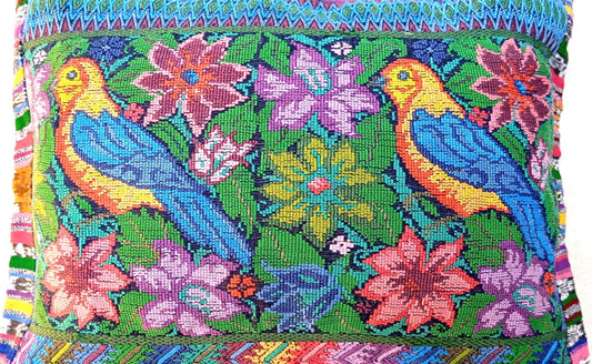 Cotton Guatemala hand pillow cover -San Antonio Aguas Calientes Huipil- 14x18 16x16 17x17 18x18