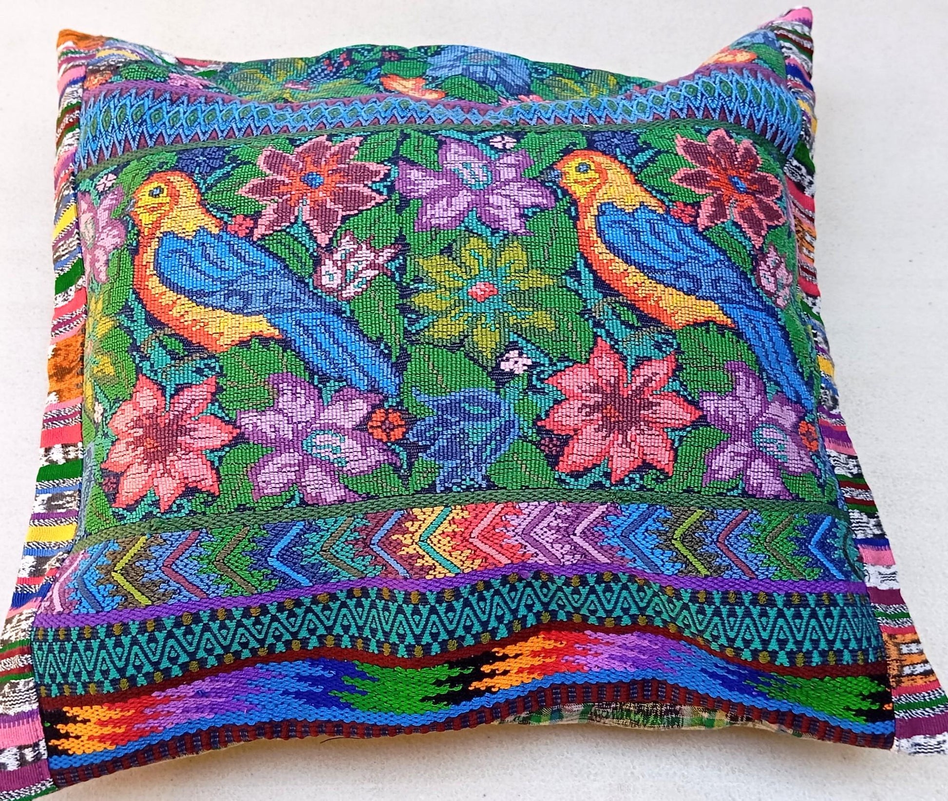 Cotton Guatemala hand pillow cover -San Antonio Aguas Calientes Huipil- 14x18 16x16 17x17 18x18