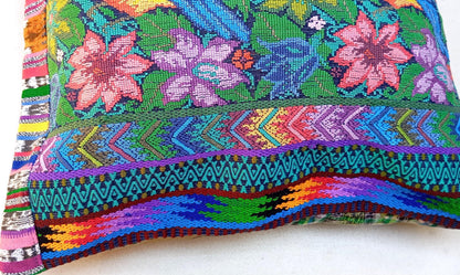 Cotton Guatemala hand pillow cover -San Antonio Aguas Calientes Huipil- 14x18 16x16 17x17 18x18