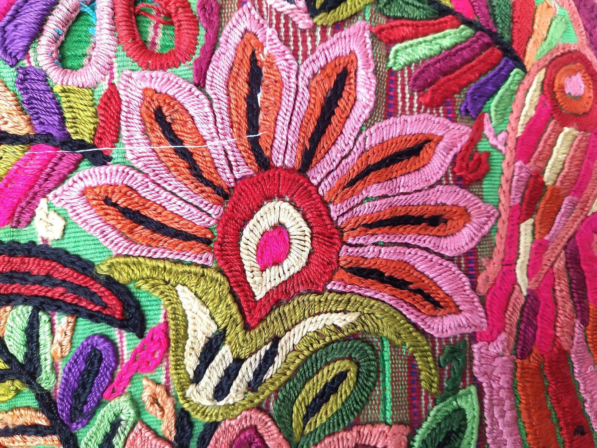 Cotton Guatemala hand embroidery -Eagles & floral- huipil pillow case cushion cover 26x26 inches