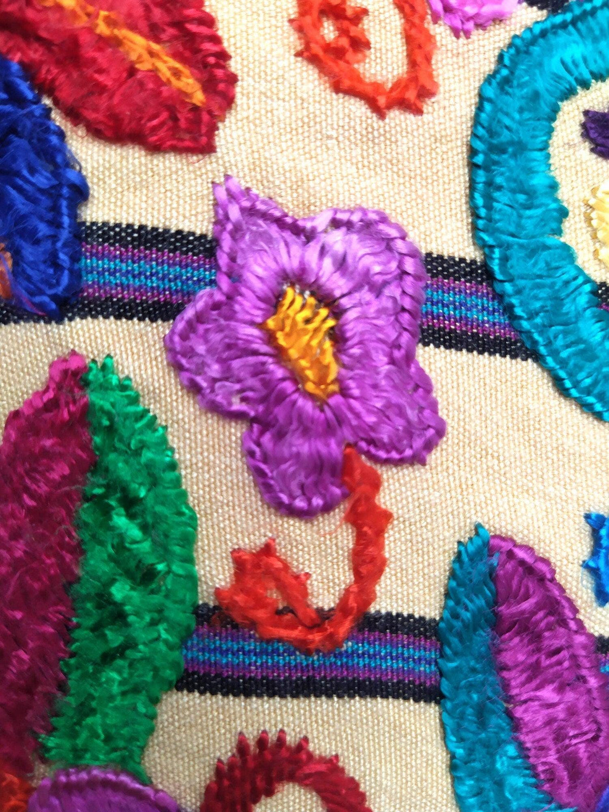 Cotton Guatemala Hand Embroidery -BUTTERFLY & Floral- Huipil PILLOW Case Cushion Cover