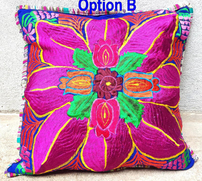 Guatemalan Embroidery - Floral- Pillow Case Cushion Cover 18x18