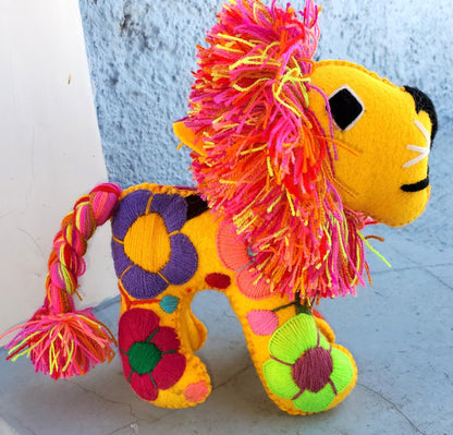 Handmade Stuffed Artistic Multicolor LION And BUFFALO Felt Toy