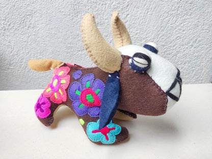 Handmade Stuffed Artistic Multicolor LION And BUFFALO Felt Toy