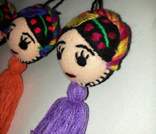 Frida doll ornament felt Pom Pom